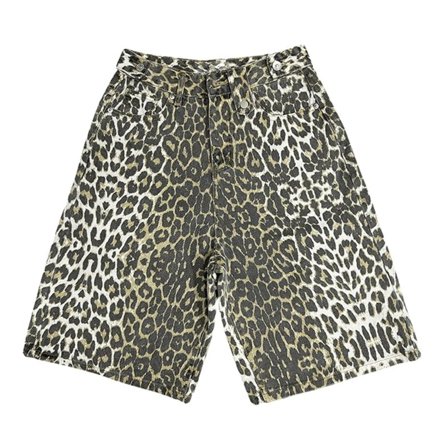 CHEVRIC | Oversized Leopard Denim Jorts